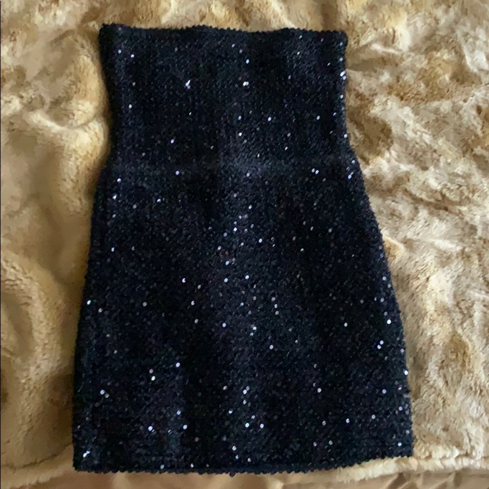Strapless sequin dress